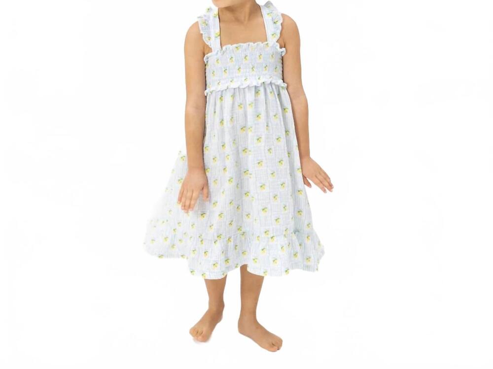 NEW ANGEL DEAR girl's smocked ruffle sundress with bloomer in blue
